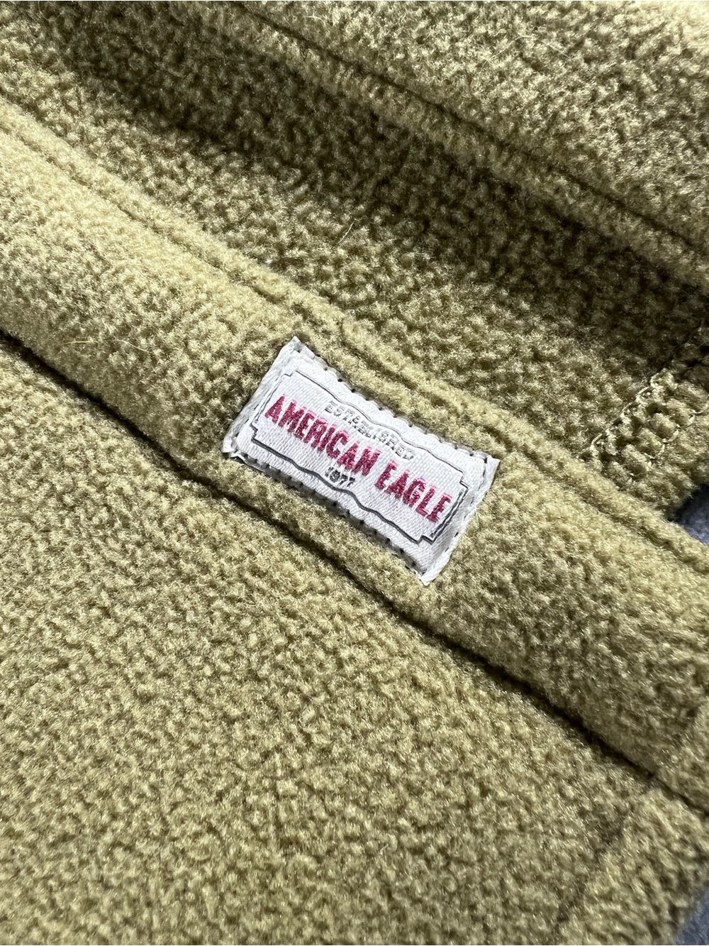 American Eagle Heavyweight Fleece Shacket Snap Jacket Khaki Olive Men’s Large - Picture 3 of 9